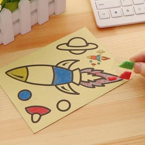 5PCS/lot Kids DIY Color Sand Painting Art Creative Drawing Toys Learn Art Sand Paper Crafts Education Toys Children Drawing Gift