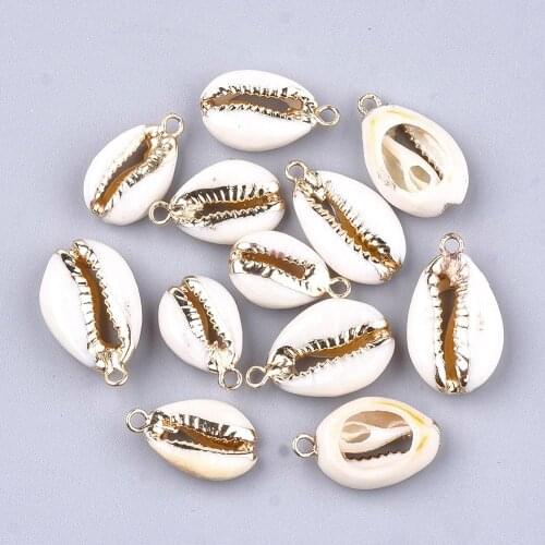 50pc Cowrie Shell Pendants Electroplate For Jewelry Handmade DIY Necklace Bracelet Earring Charm Making/Home Decoraction