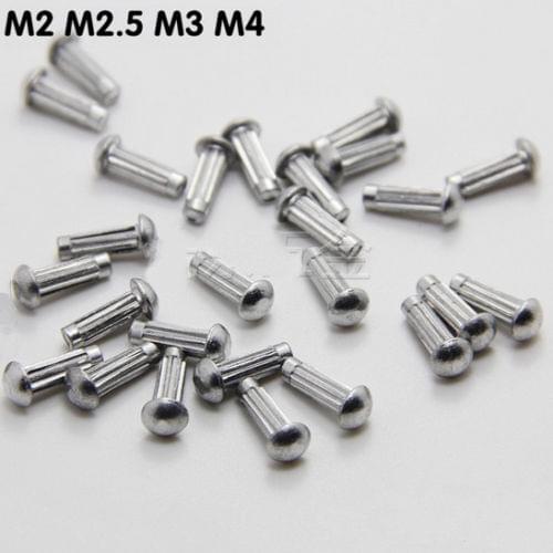 100Pcs M2.5 x 5mm Half Round Cap Head Aluminum Rivets Knurled Solid Rivet 2-4mm DIA