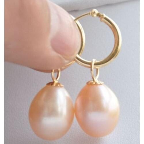 FREE SHIPPING Wholesale price ^^^^Charming AAA+ 10-11MM PINK NATURAL SOUTH SEA PEARL DANGLE