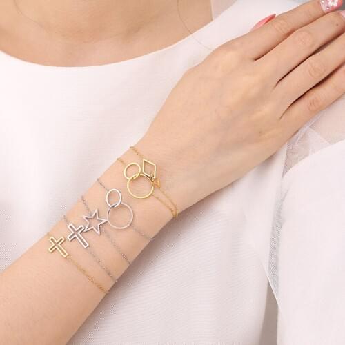 Heart Personality Bracelet Stainless Steel charm chain Friendship bracelet tadjustable Geometric bracelet for womens Jewelry