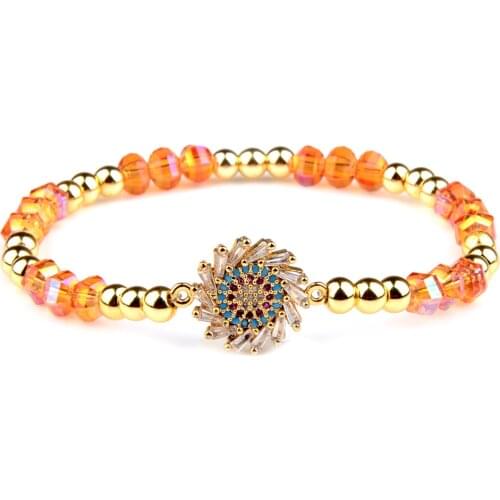 Chanfar Yellow Crystal Hematite Beaded Natural Stones Bangles Zircon Micro Pave Pendant Womens Bracelet New Fashion Jewelry