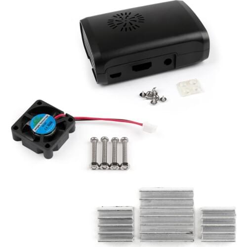 For Raspberry Pi 3 Model B Raspberry Pi2/3 B+ ABS Plastic Case Box + Cooler Fan + Aluminum Heatsink For Raspberry Pi 3B 2B Case