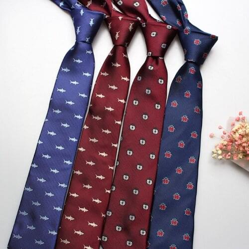Linbaiway Cartoon Neckties for Mens Animals Fish Print Polyester Ties Mens Wedding Dress Skinny Cravate Business Corbatas