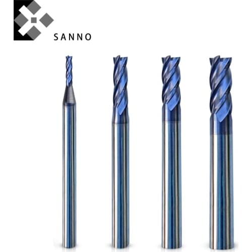 HRC55 4 flutes cnc tungsten steel flattened milling cutter D1mm-D9mm cnc end mills