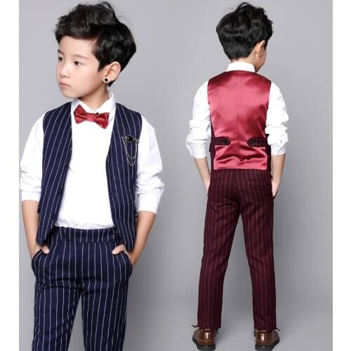 Kids clothes vest+pants 2pcs/set boys clothes gentleman clothing sets Boys Formal Suit for Weddings Party Tuxedo baby clothes