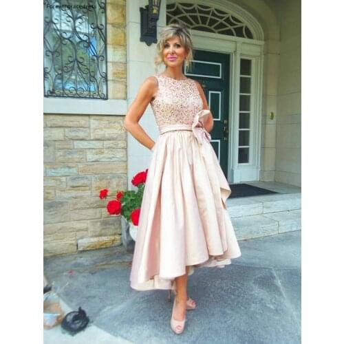 Elegant High Low Mother Of The Bride Dress A line Sleeveless Lace Formal Godmother Wedding Party Gown Customa Make Plus Size
