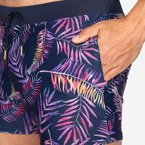 Swim Suit Sexy Boys Swim Pool Surfing Mens Leaf Printed Pocket Boxer Swimming Trunks Fashion Beach Shorts Beach Bathing Sun Boy