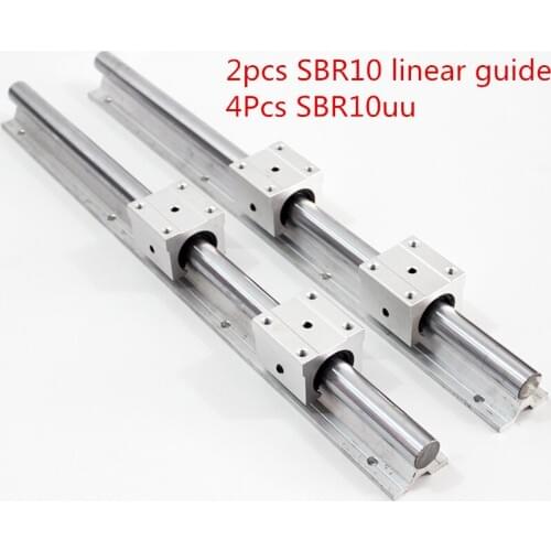 Free shipping 10mm Linear Rail SBR10 300/500/600/1000mm Fully Supported Slide Shaft Rod Guide with 4Pcs SBR10UU Block