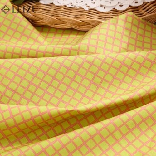 60S Soft Poplin Sewing Material Summer Printed Green Yellow Cotton Fabric Girls Dress Cloth 45*145cm TJ1617