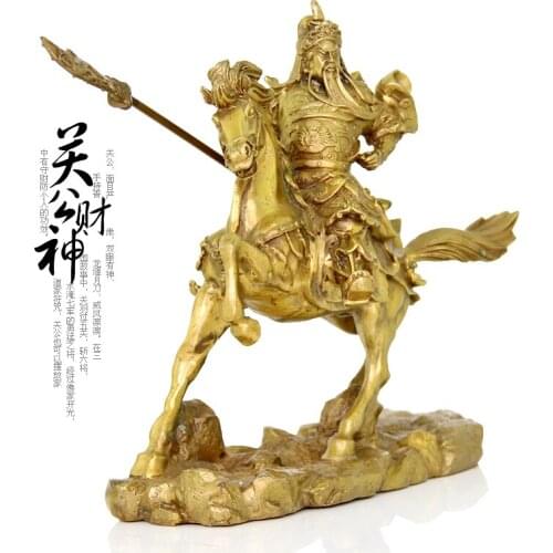 A horse like the statue of Guan Gong Guan copper ornaments knife Zhaocai Fortuna Wu brass decoration house decoration
