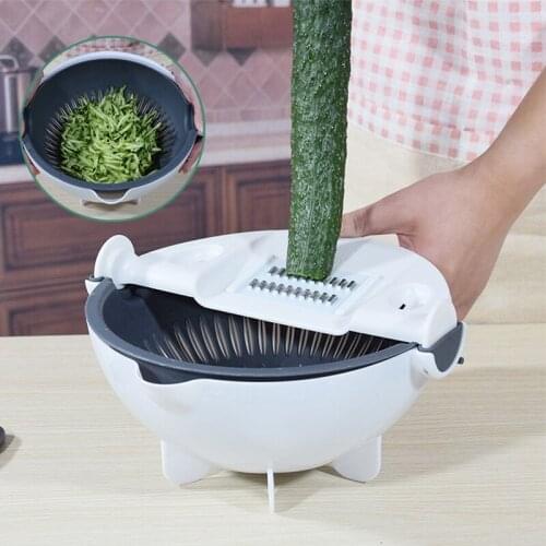 Multifunctional Rotate Vegetable Cutter With Drain Basket Kitchen Accessories Kitchen Gadgets Tools DropShipping Hot Sale