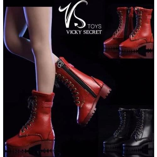 1/6 Scale Female Soldier Medium Zipper boots Hollow Shoes Model for 12in Action Figure Hobbies Toys Red Black White