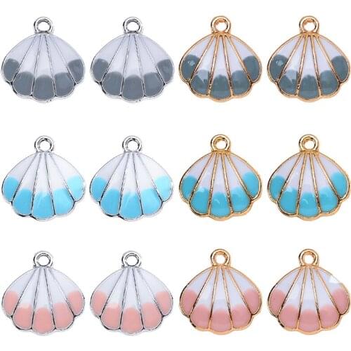 Fashionable Colorful Dripping Oil Small Shell Alloy Charm Pendant for Bracelets Necklaces Jewelry Making Accessories Wholesale