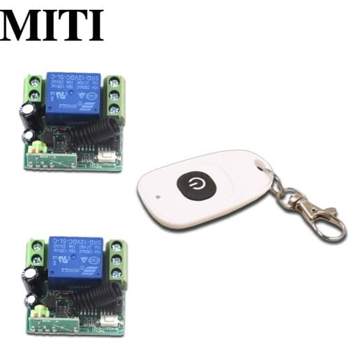 New MITI Mini DC12V 1CH RF Wireless Remote Control Switch System Remote Control 1 Transmitter +2 Receiver 315/433mhz