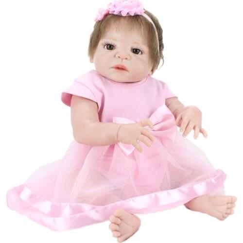 NPKDOLL 22 inch 55cm Full Silicon Reborn Baby Dolls Handmade Alive Reborn Lifelike Sleeping Girl bebe Toys Gift