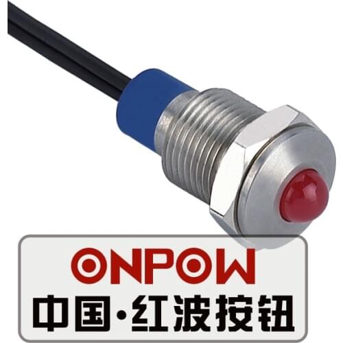 ONPOW 10mm Dot illuminated Stainless steel Signal lamp, indicator lamp, indicator light (GQ10G-D/R/6V/S-Y) CE,RoHS