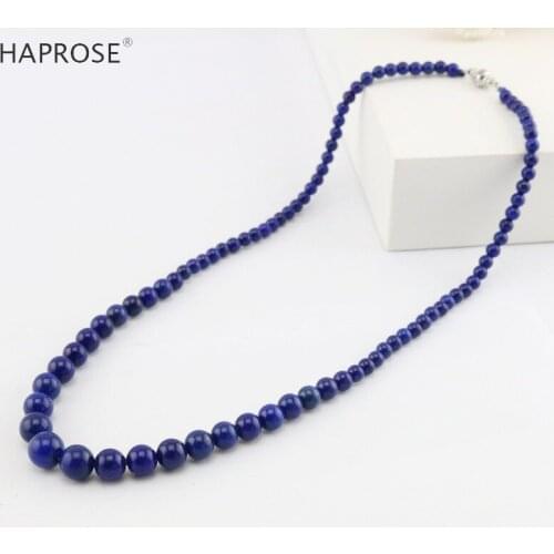 Natural lapis stone Tower chain Ethnic Necklace Women Gifts Beads Finished Stones Balls perimeter 48cm clavicle necklace women