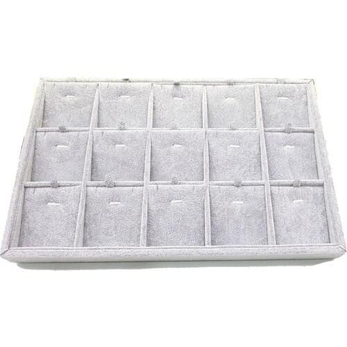 Enlightened Decor Suede Gray 35CM-24CM Jewelry Display Stand Set