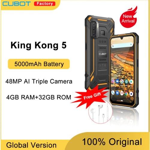 New Cubot KingKong 5 Smartphone 5000mAh Rugged Phone IP68 Waterproof 48MP Triple Camera Android 11 NFC 4GB+32GB FACE ID Unlock
