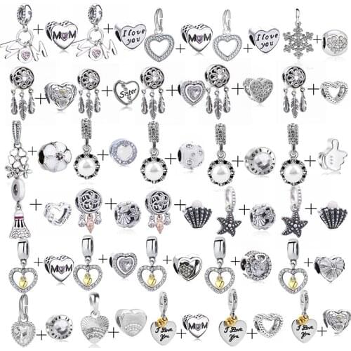 2Pcs Special Offer Silver Color MOM Charm Beads Pendant Fit Original DIY Brand Bracelets Necklaces For Women Men Jewelry Making