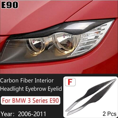 Car Styling True Carbon Fiber Headlight Eyebrow Eyelid Cover For BMW 3 Series E90 E92 2006 2007 2008 2009 2010 2011 Accessories