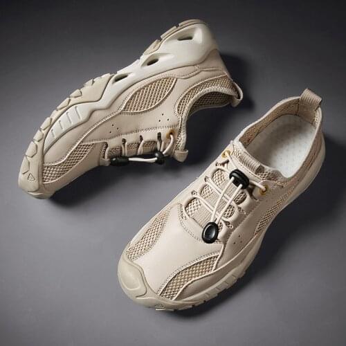 Outdoor Breathable Sneakers Mens Shoes Microfiber Elastic Band Casual Shoes For Men Comfortable Mesh Walking Shoes Men