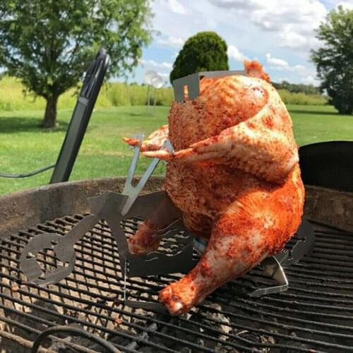 Funny Stainless Chicken Leg Rack Roaster Stand BBQ Barbecue Tools Portable Barbecue Outdoor Camping Beer Chicken Grill Beşiktaş