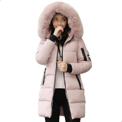 Pop hooded plus size 3XL long women winter jacket with fur collar warm thick parka cotton padded female fashion womens coat