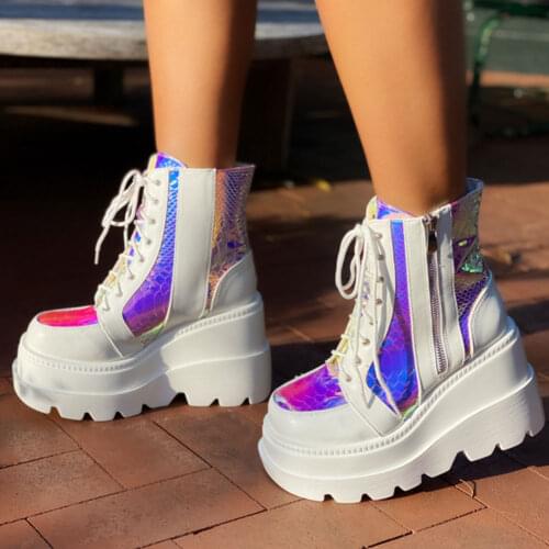 INS Hot Sale Brand New 2021 Plus size 43 Platform Fashion Gothic Stylish Wedges High Heels Shoes Women Ankle Boots Female