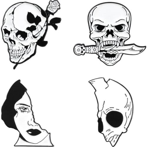 Womens Brooches Enamel Badges Skull Pins For Backpack Gothic Style Brooch Enamel Pin Accessories Decorative Badges For Clothes