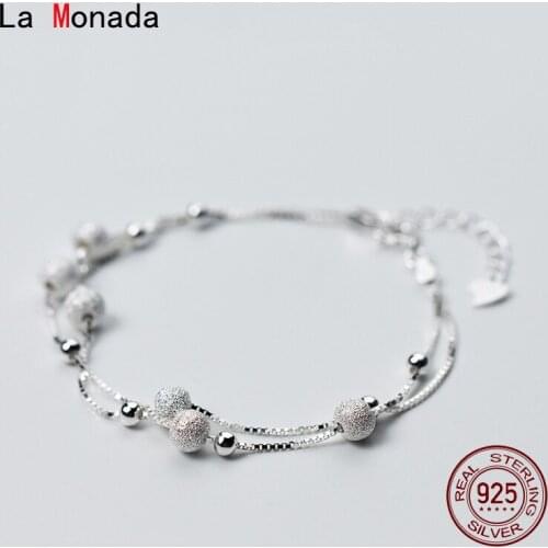 La Monada Bead Double Layer Bracelets For Women Silver 925 Sterling Jewelry Fine 925 Sterling Silver Womens Bracelet Female