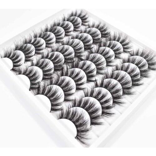 14/16Pairs Black Mink Thick False Eyelashes Cils Soft Make Up Faux Cross Lashes Eyelashes Wholesale maquiagem cilios