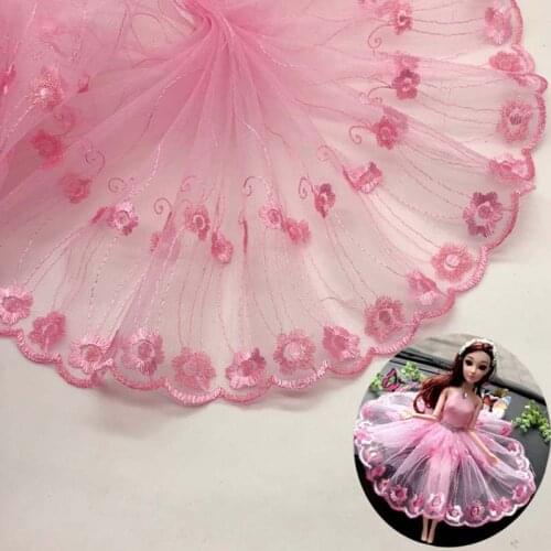 15Yards DIY Lace Trim Floral Fabric Table Cloth Crafts Scallop Embroidered Ribbon Clothing Curtains Red Pink Purple 23cm Wide