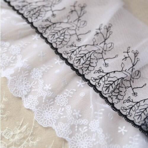 2 Meters Width 19cm Flower Embroidered Tulle Mesh Lace Trim for Garment Sewing Accessories Embroidered Beautiful Lace Fabric DIY