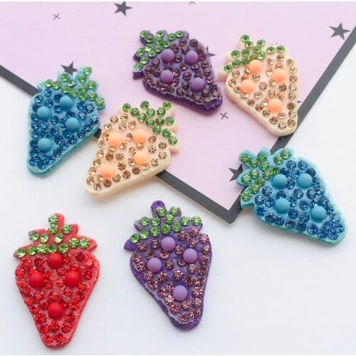 20Pcs Strawberry Padded Rhinestone & Pearl Beaded Crystal Patches for DIY Clothes Hat Decor Headwear Hairband Accessories