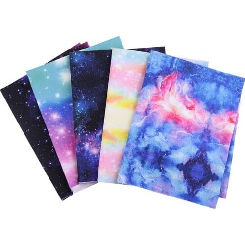 5Pcs 100% Cotton Galaxy Star Halo Dyed Printed Fabric Patchwork Home Textile DIY Craft Mask 25X25CM