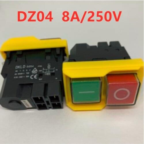 5PCS DZ04 4 pins Waterproof Electromagnetic Push Button Switches Start Stop Switch for Grinding Machine 250VAC 8(6)A