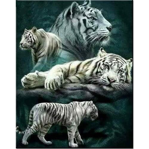 White tigers Diamond mosaic diy 5d diamond painting full drill square round animals diamond embroidery sale stickerZP-3032