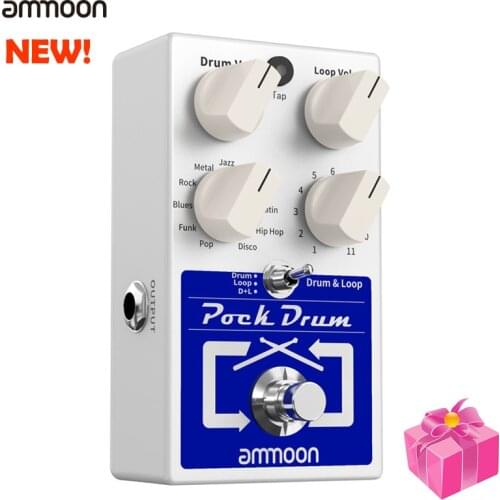 Ammoon PockDrum Drum Loop Guitar Effect Pedal 3 Modes 11 Drum Styles 11 Rhythm Types Built-in Looper 20min Recording Unlimited