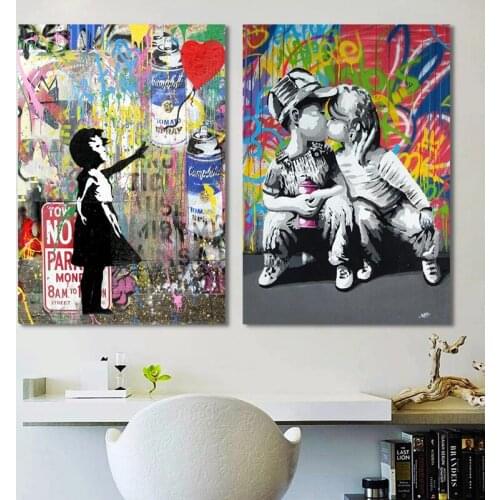 Banksy Street Graffiti Art Abstract Modern Canvas Painting Wall Pictures Prints and Posters Cafe Room Decoration