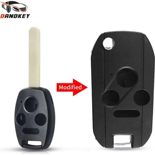 Dandkey 2/3/4 Button Replacement Modified Flip Folding Car Key Shell Case Cover For HONDA Accord Civic CRV Pilot Fit 2003-2013
