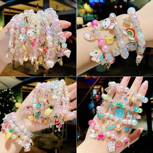 2021 Trend Cartoon Cute Women Bracelet Sets Fashion Crystal Bead Chain Bracelets for Child Jewelry Set Friend Girl Birthday Gift
