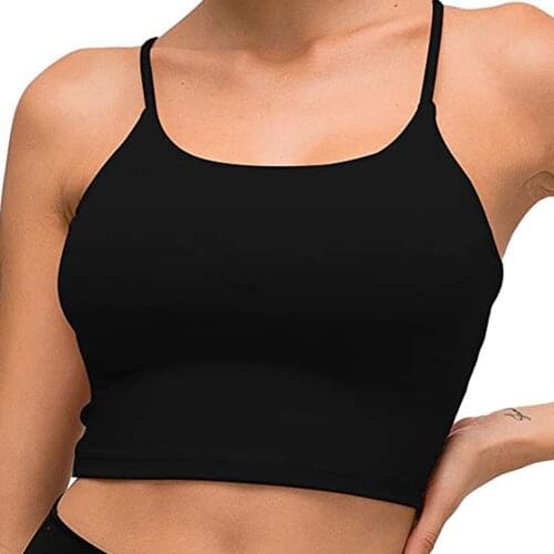 Women Sleeveless Sports Tank Top, Workout Running Seamless Shirts Yoga Bra Cami Top with Built-in Padded