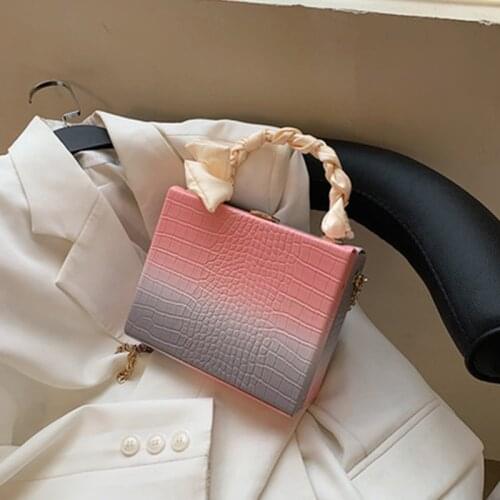 Gradient Silk Scarf Small Flap Bags For Women Designer Chain Crossbody Bag Ins Buckle Female Handbag Lady Tote Handbags 2021 NEW