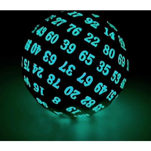 Haxtec Metal D100 Dice 100 Sided DND Dice Pathfinder RPG-Black Glowing Blue Numbers