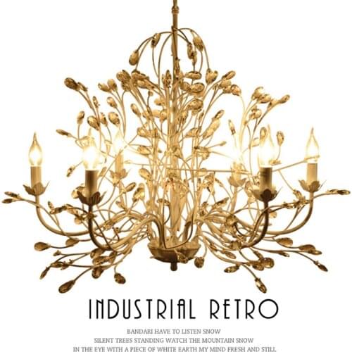 American Country Branch Crystal Chandeliers Lights Living Room Bedroom Restaurant E14 Chandelier Dining Lamps Cafe Shop Fixtures