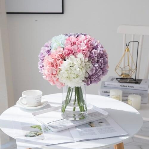 Macaron Silk Hydrangeas Vases for Home Decoration Accessories Household Products Artificial Flowers Wedding Bridal Bouquet