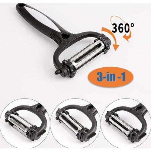 BalleenShiny Kitchen Multifunctional Three-in-one Peeler Stainless Steel Creative Scraper Rotating For Fruit And Vegetable