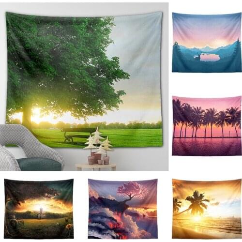 Wall Tapestry Forest Fantasy Scenery Bohemian Sunshine Fawn Flowers Mandala Tapestry Carpet Home Living Decor Space Beach Mat